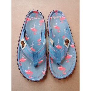 Gumbies Islander Canvas Unisex Summer Beach Sandals Flip Flops Flamingo W8 M7